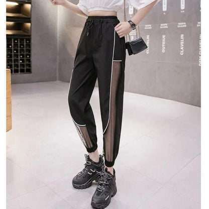 Thin Casual Pants Women's Summer Loose-fitting Gauze Reflective Quick-drying Sports Students Nine-point Harem Pants