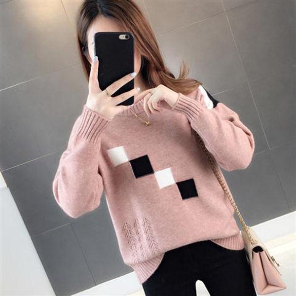 Knitted Loose Sweater Fashion Simple Bottoming Shirt Long Sleeve Casual Young Women's Top