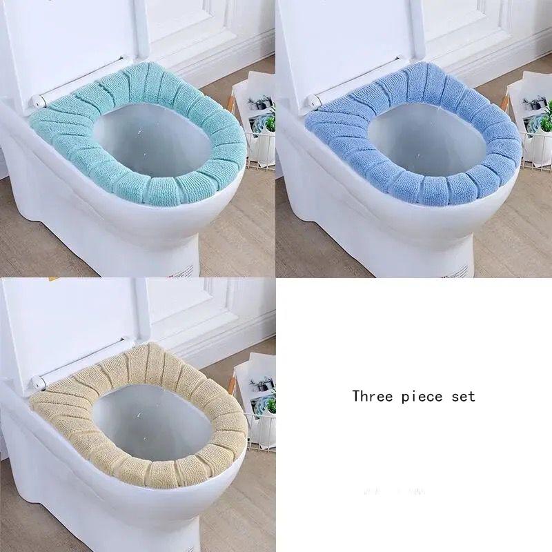 3 Sets of Household Toilet Cushions Waterproof and Antibacterial Toilet Cushions Cute Toilet Cover Thickened Toilet Cushions for All Seasons