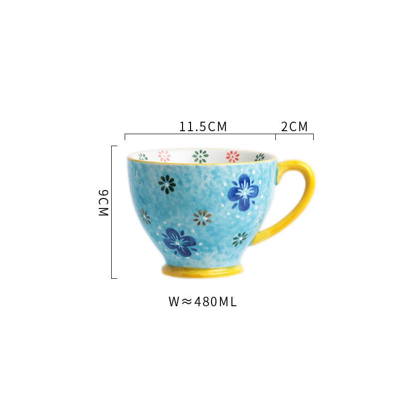 Nordic Hand-painted Ceramic Breakfast Mug Creative Personality Trend Large Capacity Coffee Oatmeal Mug Milk Cup