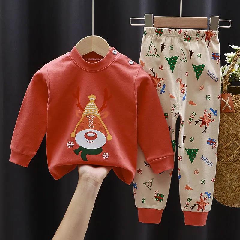 Children's Suits Cotton Boys and Girls Baby Baby Pajamas 0-7 Years Old Clothes Cartoon Printing Spring and Autumn Long-sleeved Suits