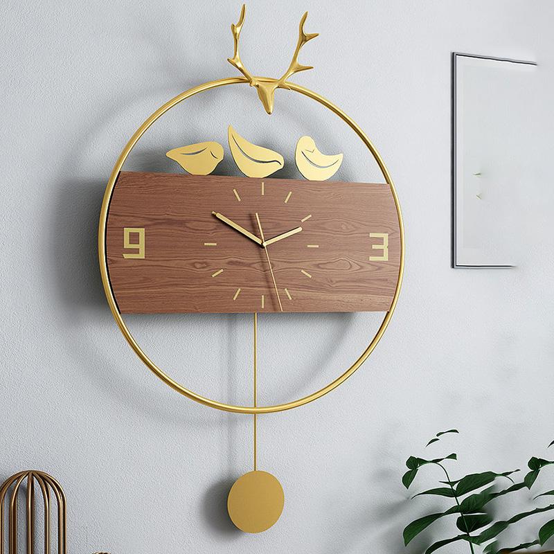 Nordic Deer Head Wall Clock Living Room Home Fashion Modern Minimalist Light Luxury Art Decoration Personality Creative Mute Clock