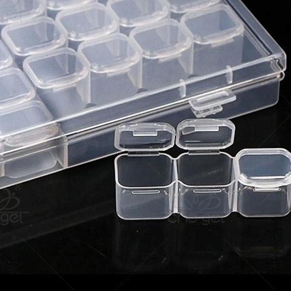 Nail Drill Box Alloy Drill Storage Box Rhinestone Jewelry Box 28 Grids 56 Grids Plastic Transparent Jewelry Storage Box