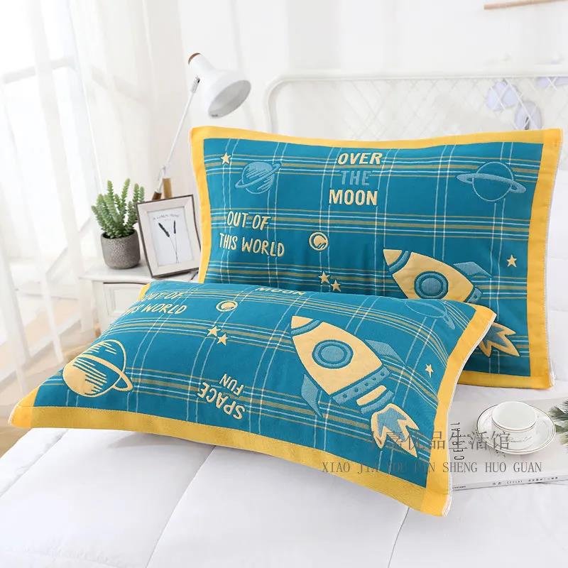 Two-piece Pillowcase Retro Printing Pillowcase Home Bedroom Single Double Thick Encryption Pillow Towel