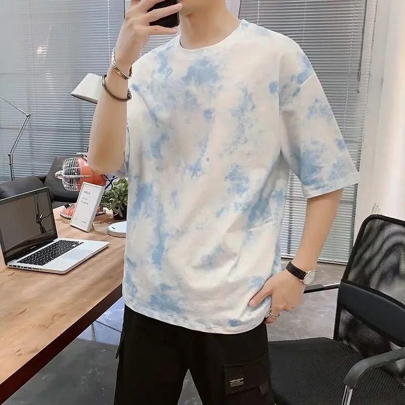 Summer New Style Tie-dye Gradient Loose Half-sleeved Half-sleeved Shirt T-shirt for Male and Female Students