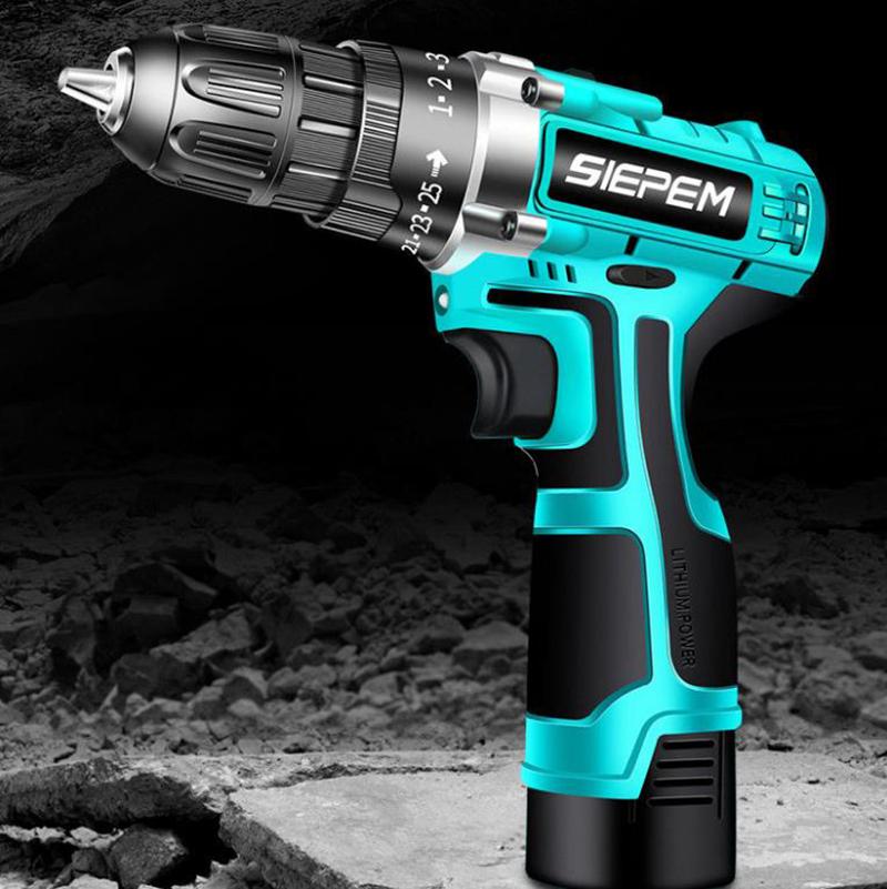 48V Cordless Impact Drill Electric Screwdriver Rechargeable Two-speed Power Tool with Battery