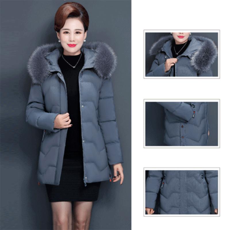 Women's Mid-length Down Jacket Winter Korean Loose Cotton Clothes Casual Hooded Padded Jacket Quilted Jacket