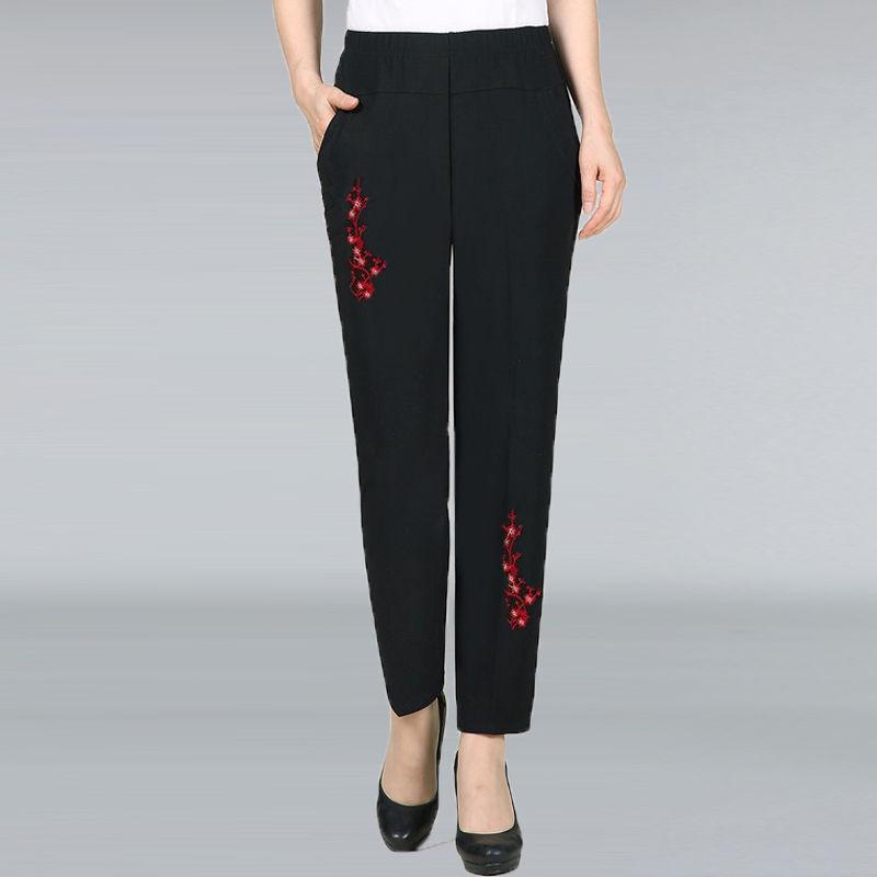 Middle-aged and Elderly Spring and Autumn Women's Pants Grandma High-waist Loose Straight-leg Pants Large Size Pants for The Elderly