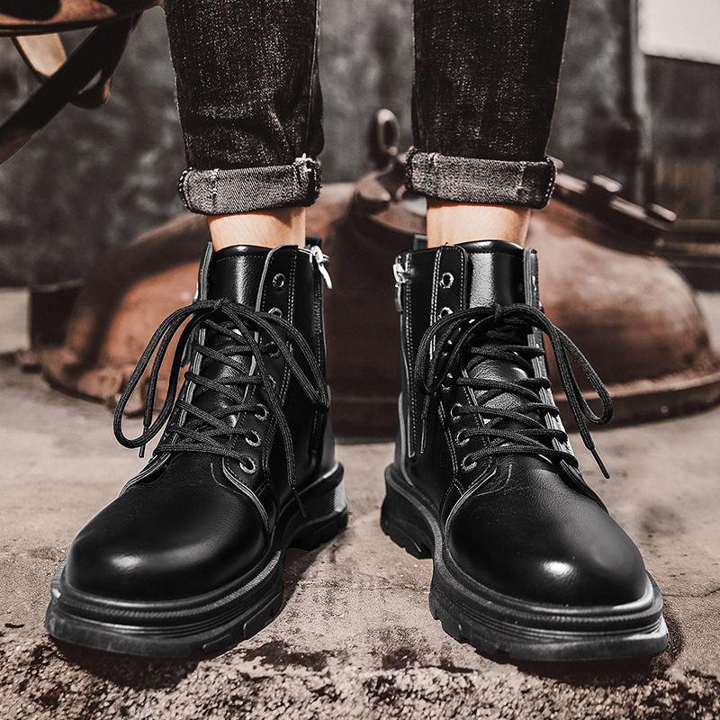 Men's Martin Boots High-top Shoes British Style Tooling Boots Winter Plus Velvet Snow Cotton Shoes Military Boots