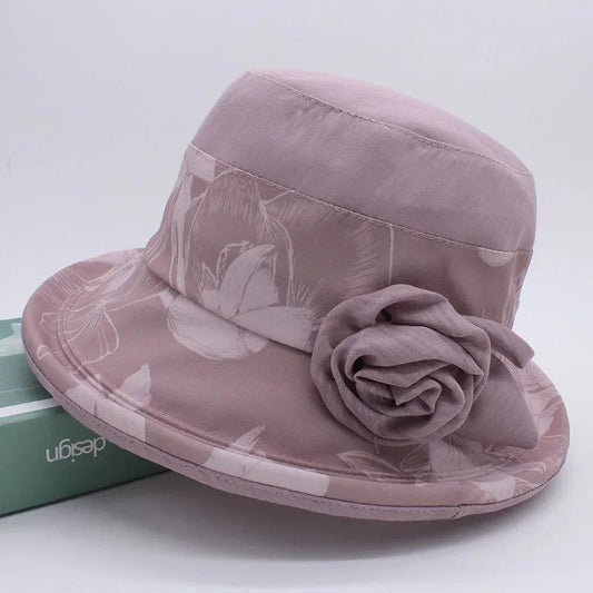 Spring Women's Cotton Hat Rose Flower Sunscreen Sun Hat Middle-aged Sun Cap Mother Hat Breathable Fisherman Hat Basin Hat