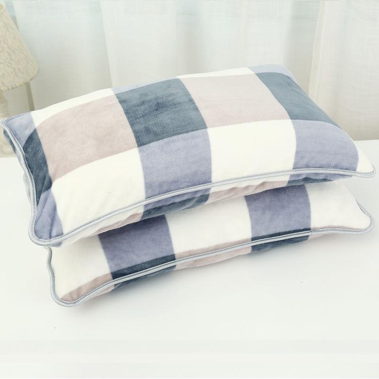 Coral Velvet Pillowcase Flannel Pillow Cover Winter Thicken A Pair of Pure Color Zipper Pillowcases 48*74cm