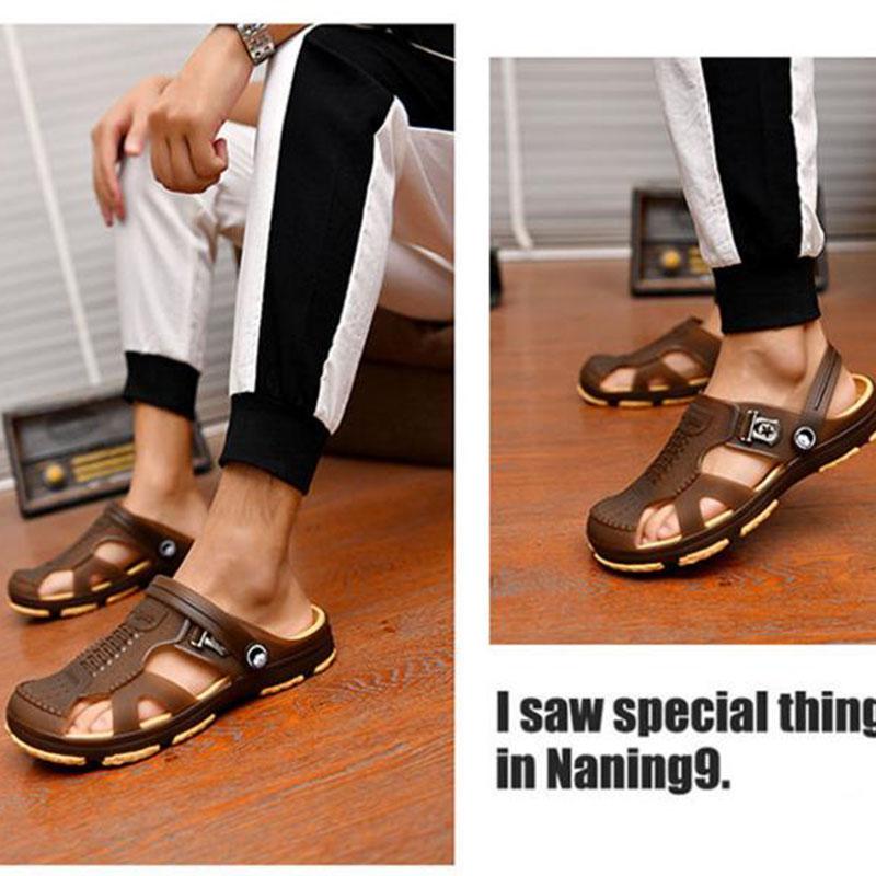 Men's Slippers Outdoor Slippers Breathable Hollow Non-slip Bathroom Beach Sandals Casual Footwear