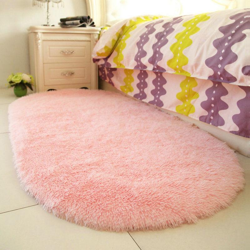 Bedside Carpet Oval Bedroom Bed Mats Under The Bed Living Room Full Room Cute Princess Wind Plush Mats