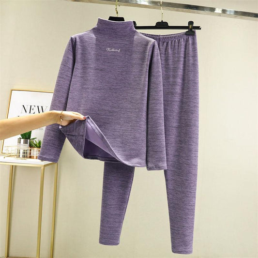 Turtleneck Thermal Underwear Warm Clothes Women's Autumn and Winter Fever Thickening Plus Fleece Inner Wear Suit