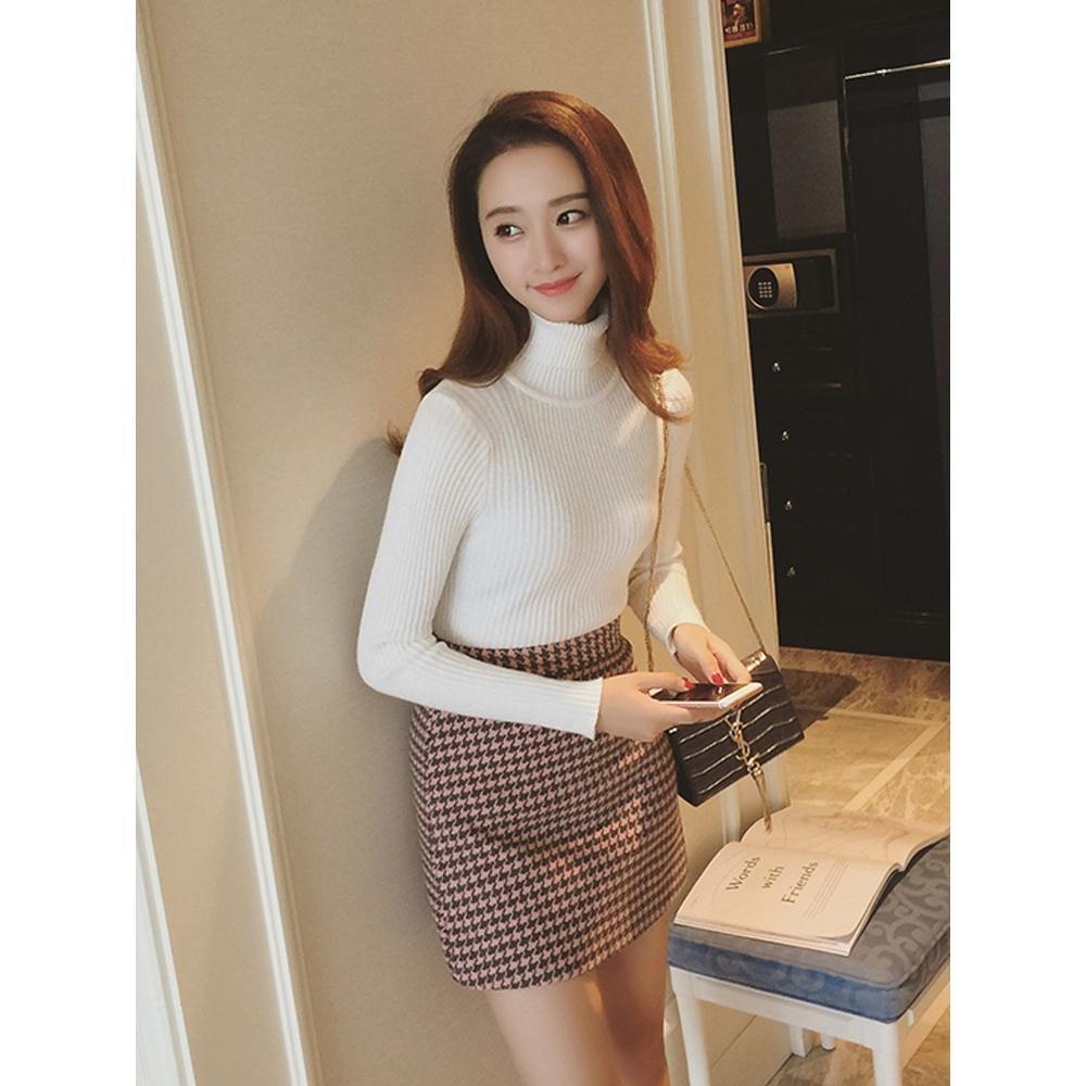 Wild Long Sleeve High Collar Sweater Knitting Sweater Women's Spring and Autumn Bottoming Shirt