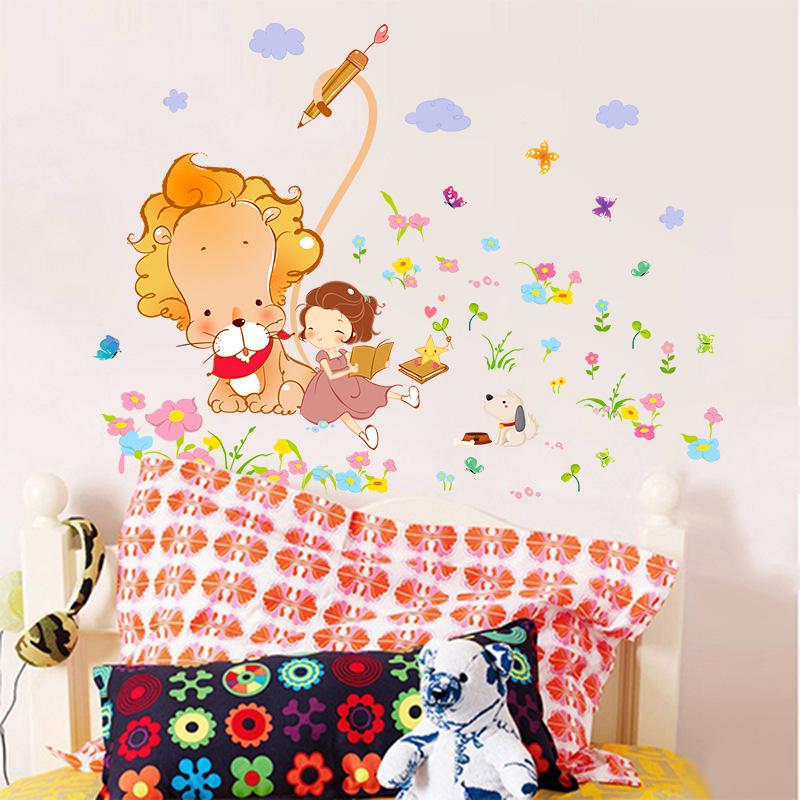 Happy jumping rope  kindergarten background decorative wall stickers childhood wallpaper