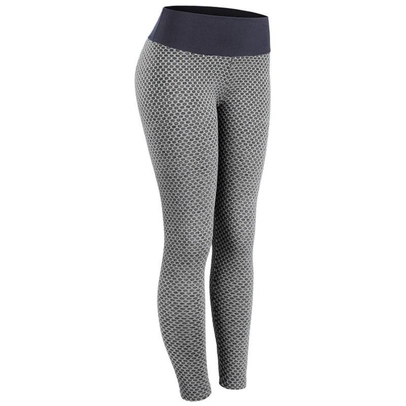 Women's High Waist Fitness Pants Honeycomb Pattern Jacquard Hip Lift Quick-drying Breathable Yoga Pants Thin High Elastic Tights Jogging Trousers