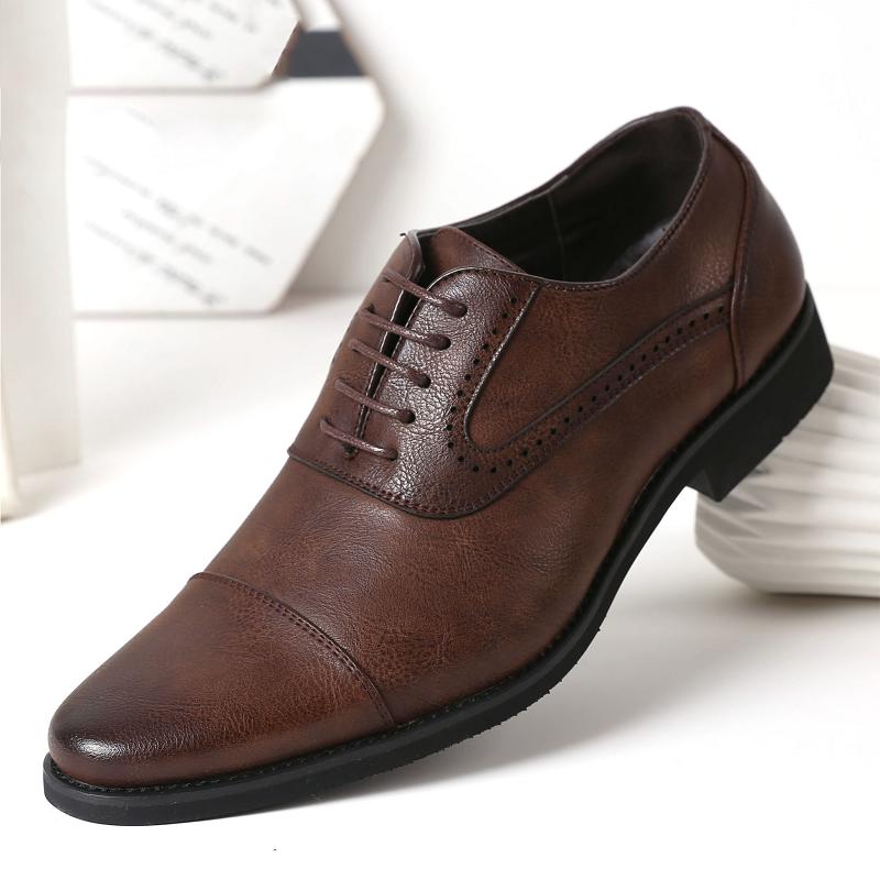 Business Dress Men Formal Shoes Wedding Pointed Toe Fashion Leather Shoes Flats Oxford Shoes for Men