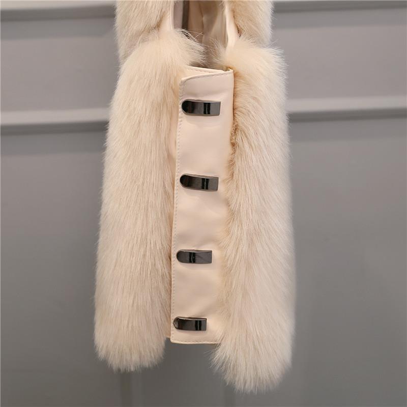 Autumn Winter Warm All-match Fur Vest Women's Leather Jacket Fashionable All-match Imitation Faux Fox Fur Waistcoat Stitching  Vest Short Jacket Slim