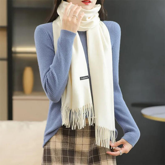 Cashmere Scarfs for Women Winter Warmth and Thick Solid Color Wool Scarfs Shawels Korean Wild Bib