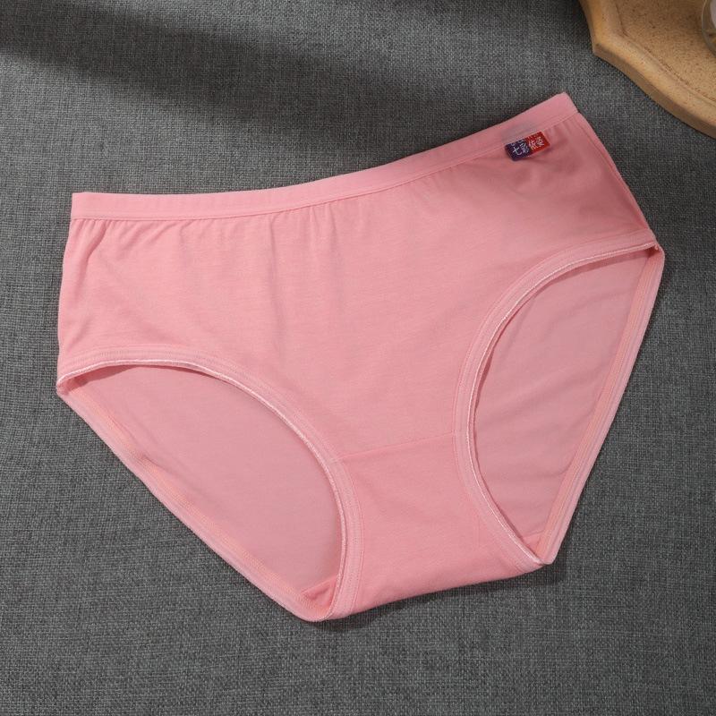 4Pcs/Set Women's Seamless Cotton Panties Solid Color Large Size Mid Waist Causal Soft Briefs