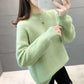 Autumn and Winter Loose Sweater Thick Korean Knit Jacket Half High Collar Casual Girl Student's Top