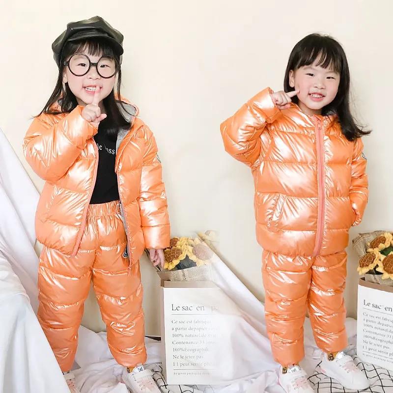 Children's Winter Thick Down Padded Jacket Suits for Boys and Girls Two-piece Disposable Baby Cotton Clothes for Infants and Toddlers