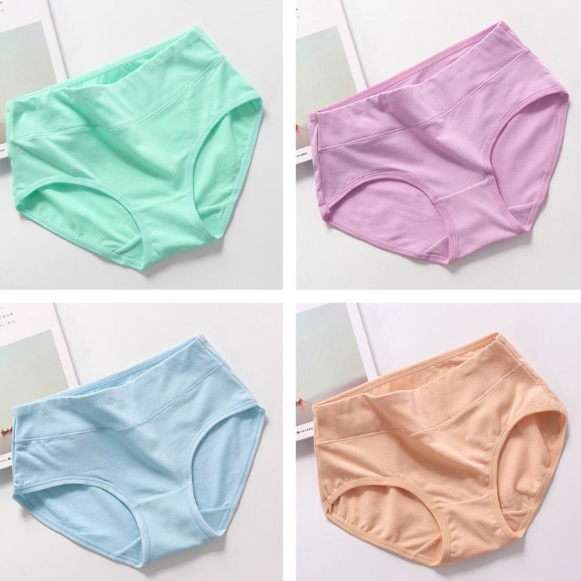 4Pcs/Set Women's Solid Color Seamless Underpants Female Breathable Skin-friendly Panties High-waist Comfortable Cotton Crotch Briefs