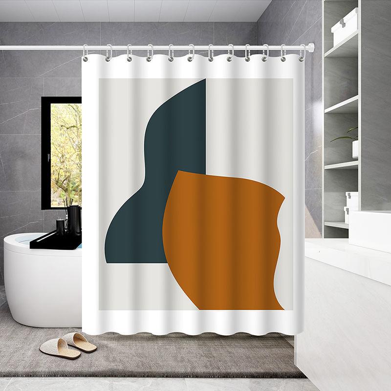 Bathroom Shower Curtain 180*180cm Waterproof Cloth Bathroom Shower Curtain Hanging Curtain Thickening Mold-proof Partition Curtain Free Perforation