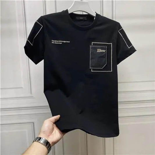 Summer Short-sleeved Men's Fashion Brand Personality Clothes Half-sleeve Round Neck Casual Cotton T-shirt