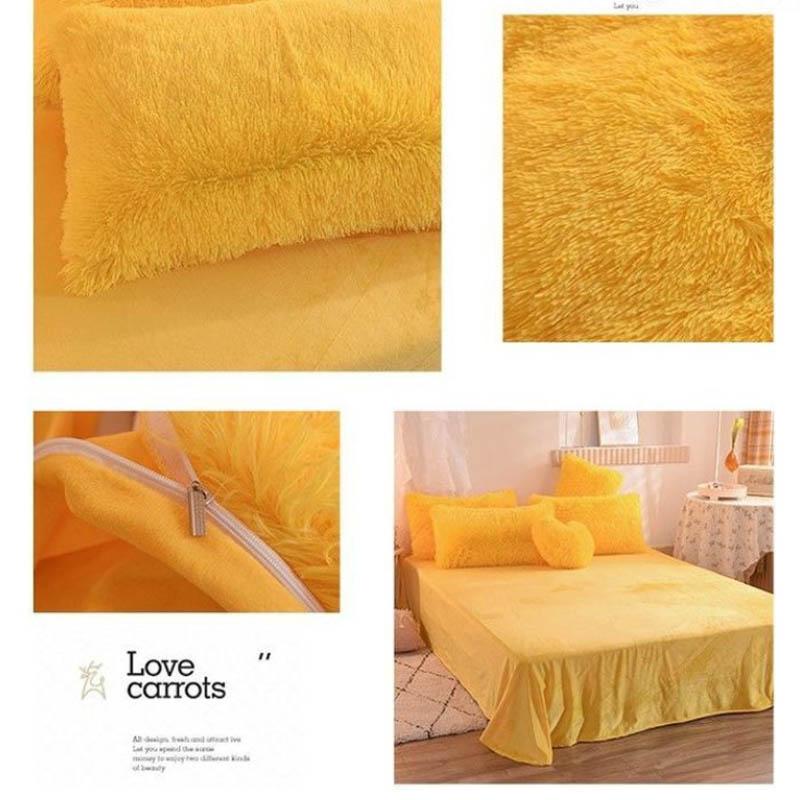 Thickening Warm Crystal Fluff Four Sets of Winter Bedding 1.5 Meters 1.5 Meters 2 Meters Double Bed Sheets Are Set of Pillows Set