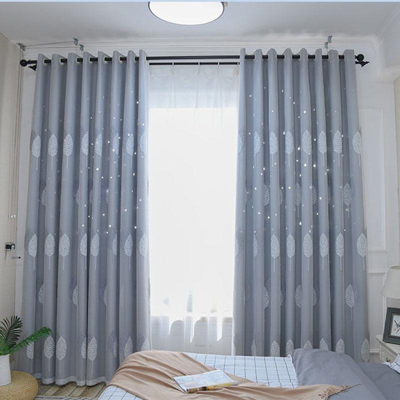 1/2pcs  Modern Double Curtains for Living Room Hollow Stars  Curtain for Bedroom Shade Curtain Tulle Cloth