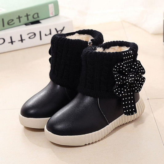 Girls' Boots for Autumn Winter Girls' Shoes Princess Snow Boots Children's Plus Velvet Thickened Warm Children's Boots