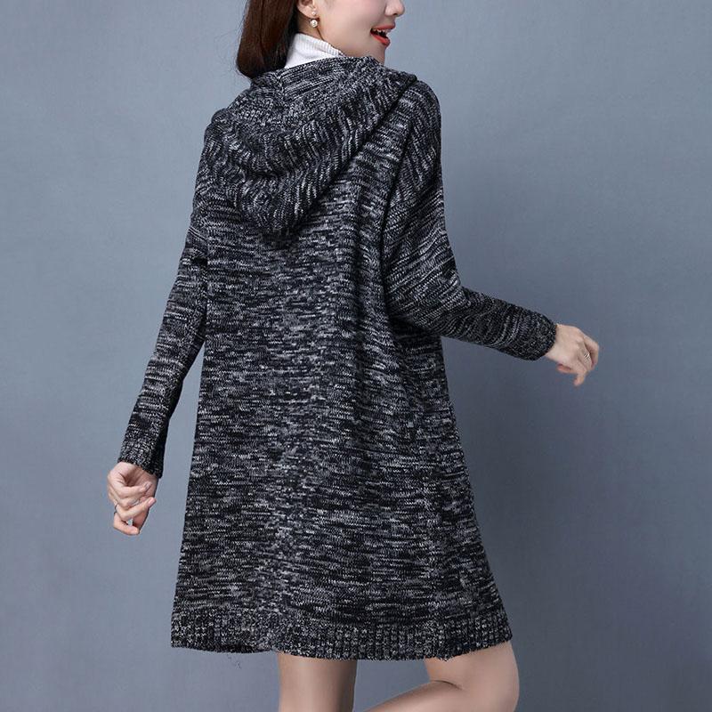 Autumn and Winter Knitted Cardigan Jacket Mid-length Loose Thick Sweater Fashion Simple Female Top