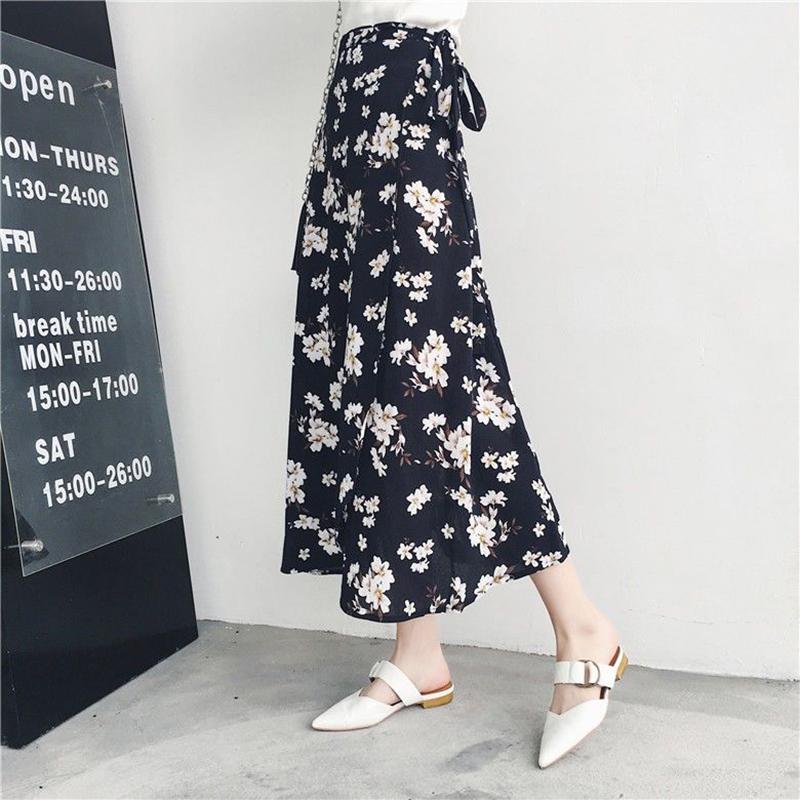 A piece of cloth Long Floral Chiffon Casual Skirt Women Summer Chiffon Wrap Skirt Long Beach Skirt