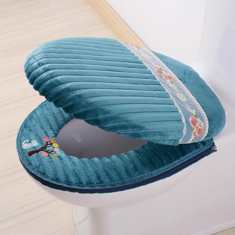 Thickened Toilet Seat Cushion Set Two-piece Toilet Cover Set Zipper Toilet Cover Toilet Seat Waterproof Universal