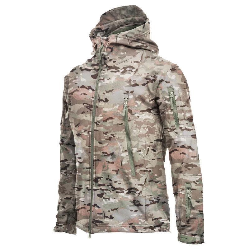 Autumn and Winter Fleece Jacket Outdoor Jackets Soft Shell Waterproof Warm Camouflage Mountaineering Suit