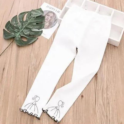 Girls' Leggings Children's Spring and Autumn Thin Girl Korean Cropped Trousers Stretch Pants Baby Outer Wear and Inner Wear