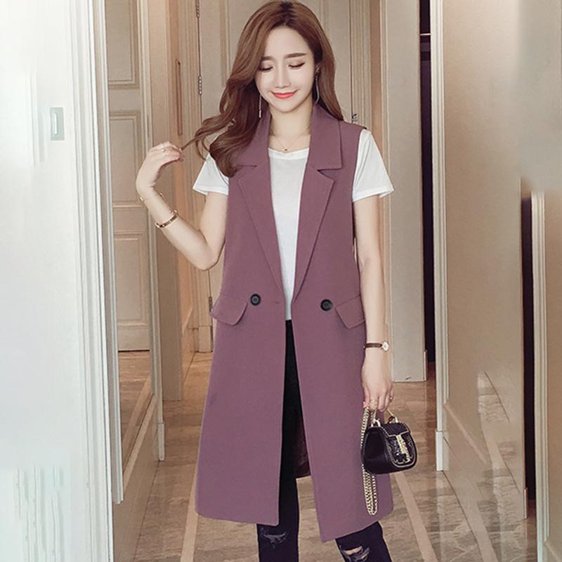 Women's Suit Waistcoat Slim Slimming Sleeveless Vest Waistcoat Mid-length Waistcoat Women's Sleeveless Waistcoat Casual Jacket