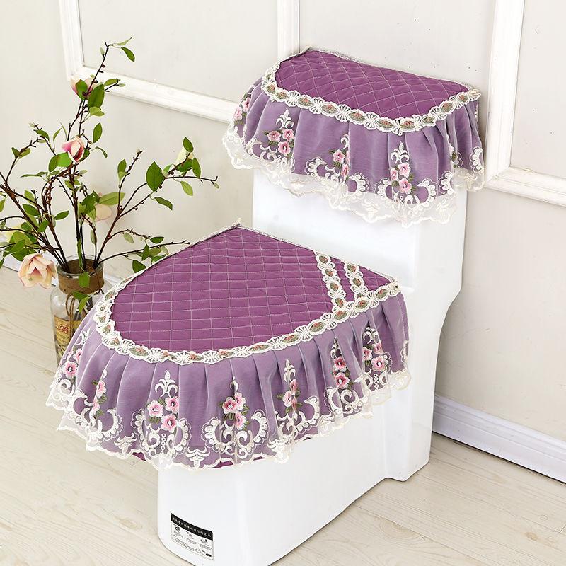 Three-piece Toilet Toilet Gasket Four Seasons Plus Velvet Warm Cushion Toilet Cover Zipper Type Toilet Cover Fabric Sticky