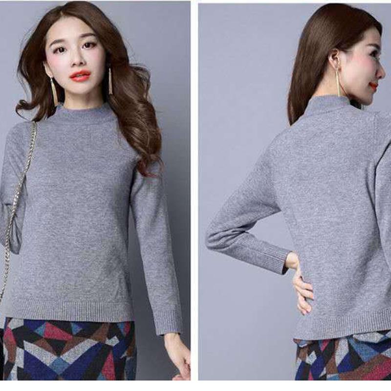 Cashmere Sweater Autumn and Winter Half Turtleneck Bottoming Sweater Women's Wool Sweater Loose Short Knitted Sweater Pullover