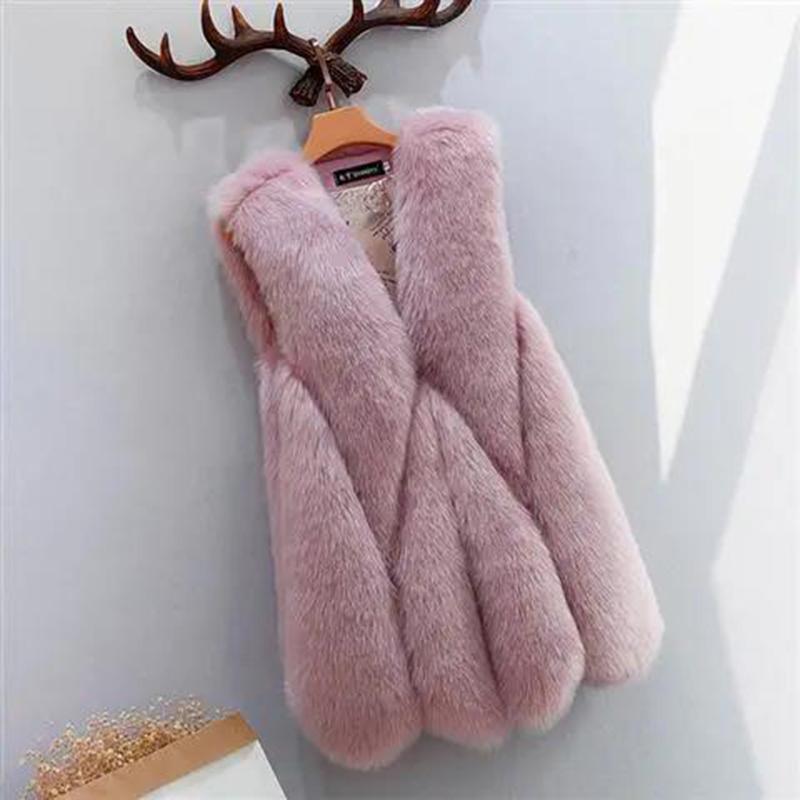 Faux Fox Fur Vest Artificial Soft Warm Fur Coat Women's Mid-length Casual V-neck Fur Coat Women's Waistcoat Temperament Rabbit Fur Vest