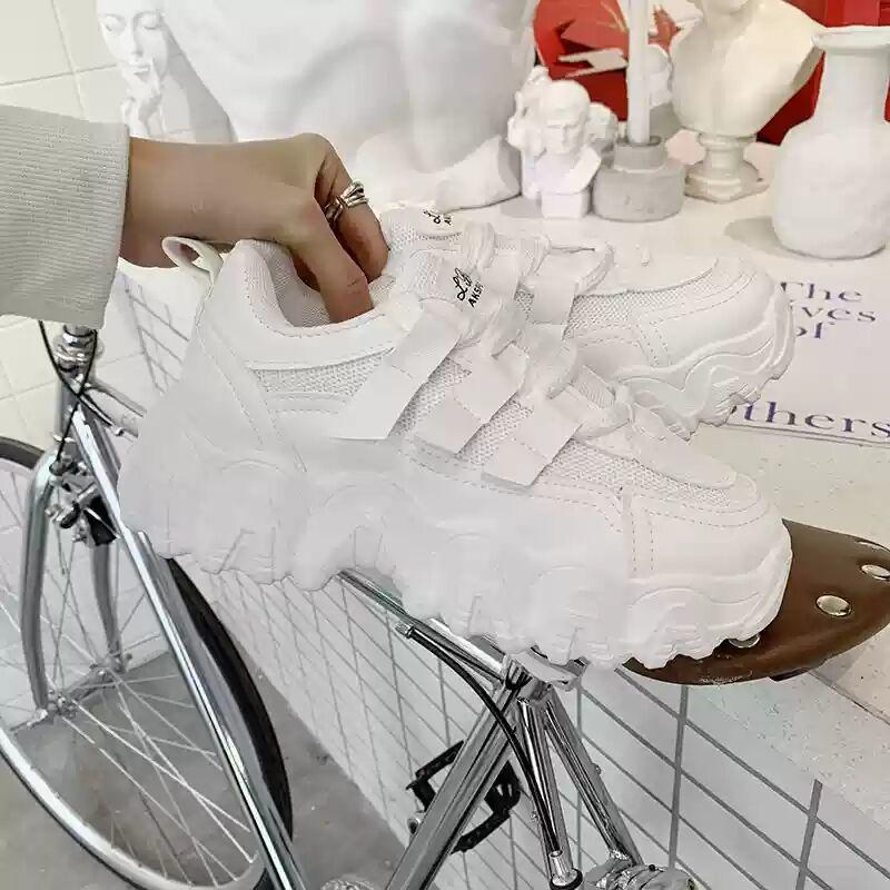 Women's Chunky Sneakers 2020 Fashion Women Platform Shoes Lace Up Vulcanize Shoes Womens Female Trainers Dad Shoes