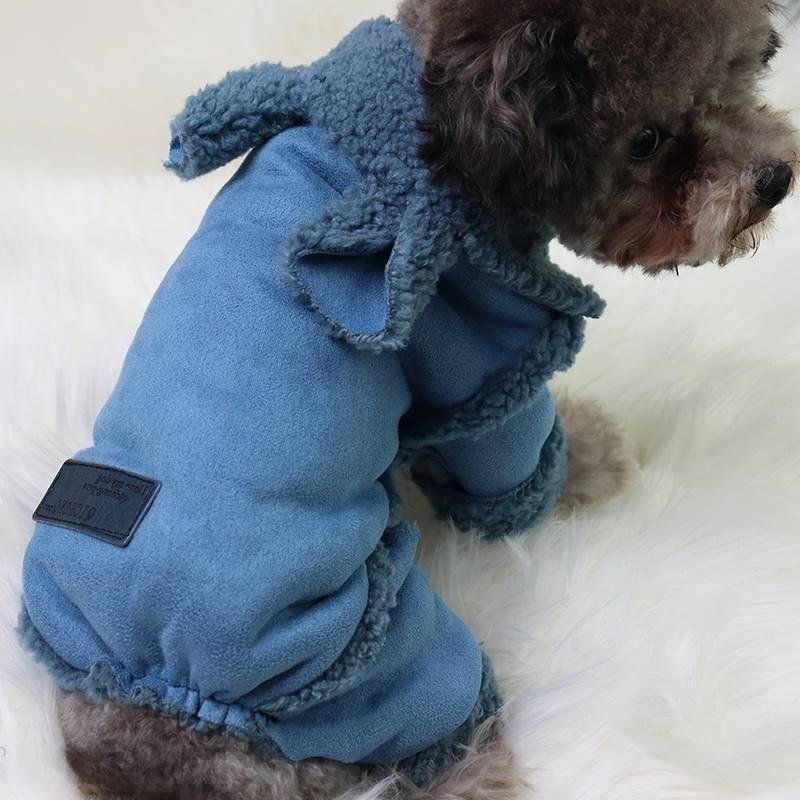 Dog Clothes Thickened Warm Deerskin Velvet Fleece Thickened Cotton Coat Teddy Bichon Schnauzer Pet Winter Clothing Outdoor Outfit