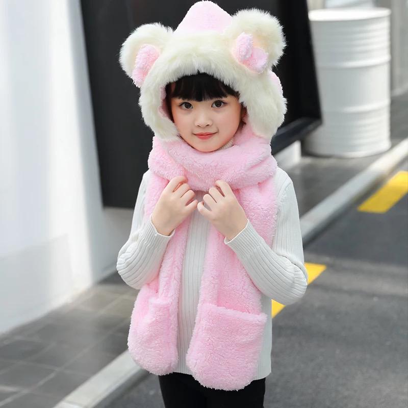 Parent-child Scarf & Hat & Gloves Women Girl Winter Warmer Fashion Cozy Soft