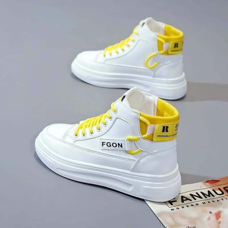 Genuine Leather High-top Shoes Women's Shoes Korean Version of All-match Casual Shoes Sports Shoes Autumn and Spring Single shoes