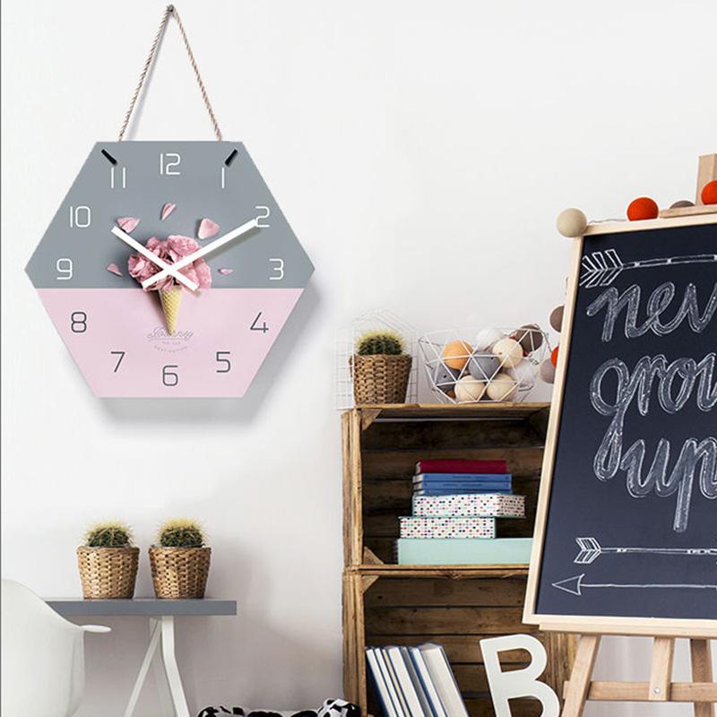 Nordic Wall Clock Living Room Decoration Creative Clock Wall Fresh and Idyllic Silent Bedroom Clock