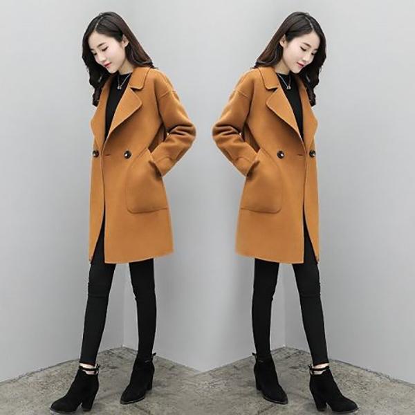 Autumn and Winter Women's Mid-length Woolen Coat Fashionable Large Size Woolen Coat Loose Small Woolen Coat