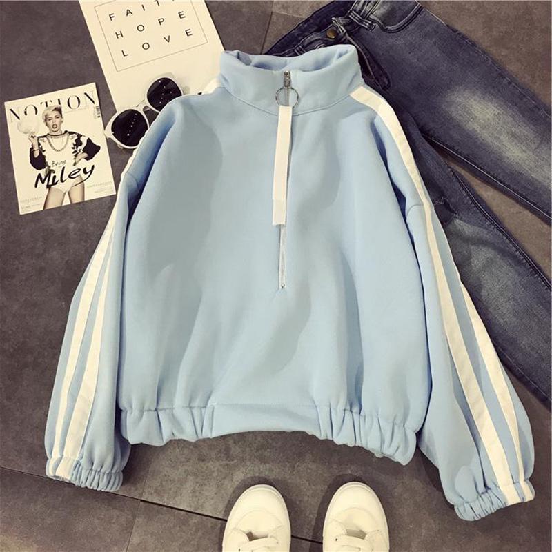 Long sleeve warm hooded tops autumn and winter sweater cotton women's jersey wild big size