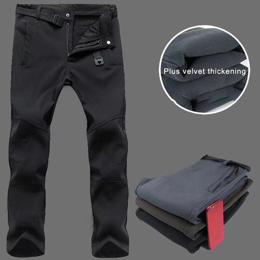 Men's Waterproof Casual Pants Winter Plus Velvet Cold and Warm Windproof Stretch Trousers Mountaineering Tactical Work Pants